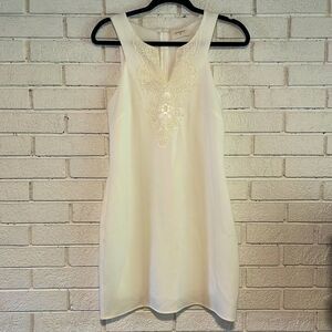 Everly by Anthropologie- Sleeveless Ivory Dress with Intricate Detailing- Size S